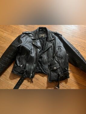 Classic Black Leather Biker Jacket - Men
